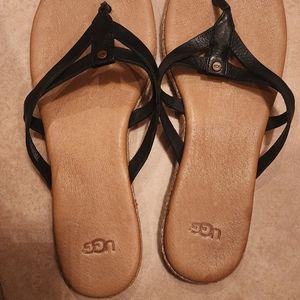 UGG Women's leather Flip Flops - Black